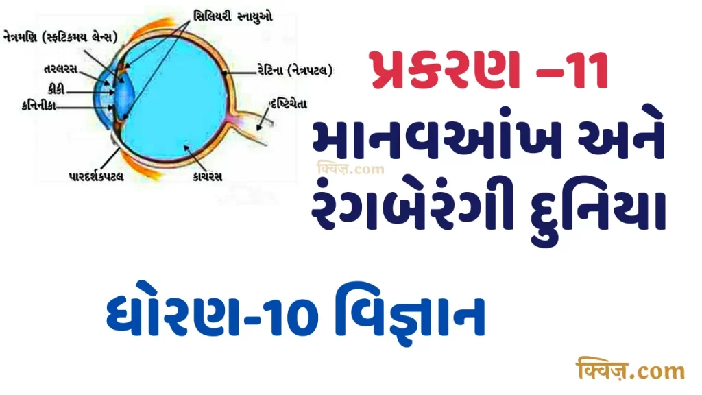 પ્રકરણ –11 માનવઆંખ અને રંગબેરંગી દુનિયા ધોરણ 10 વિજ્ઞાન